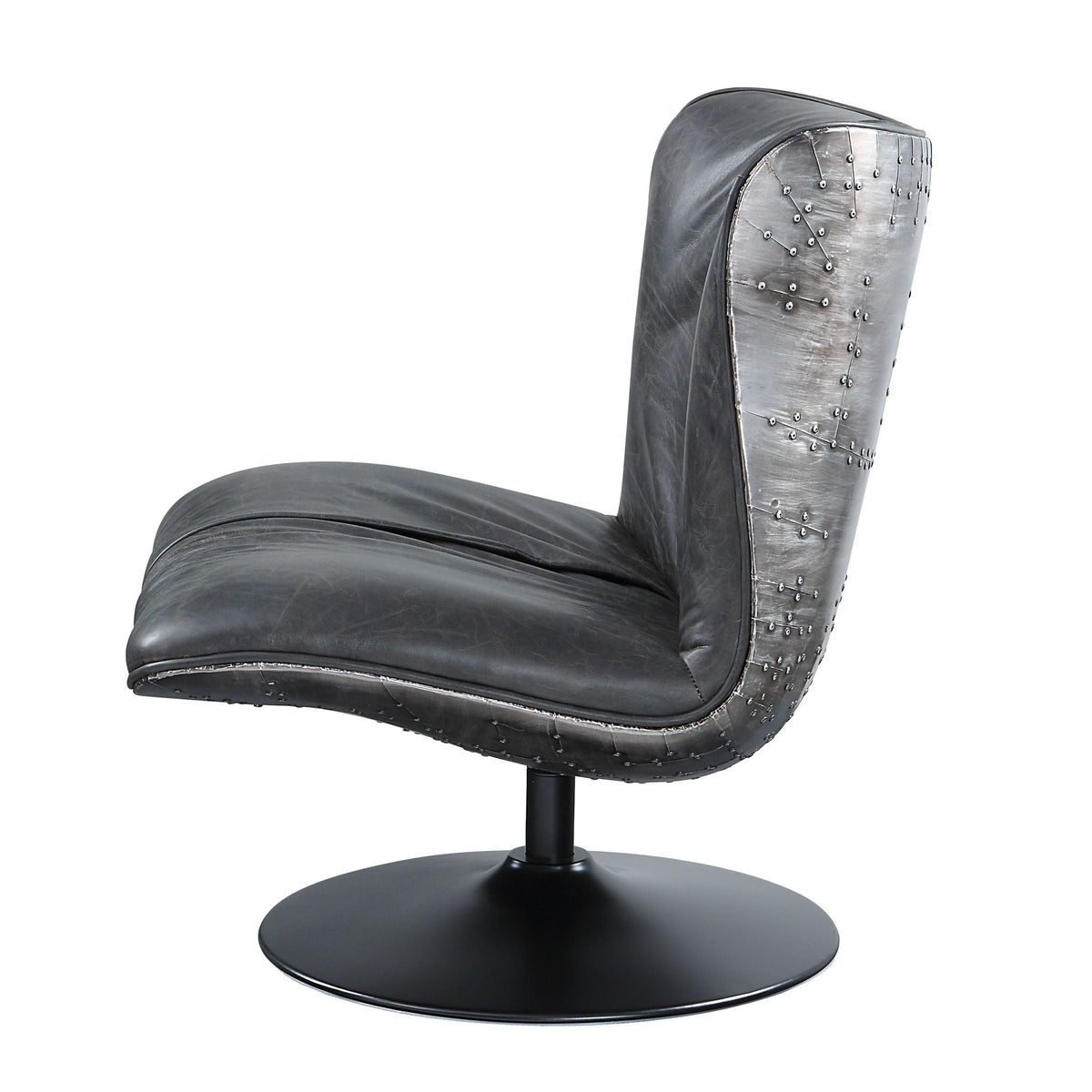 Piotr - Top Grain Leather Accent Chair With Swivel - Black by Unique Piece Furniture
