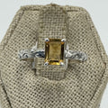 Sterling Silver Emerald Cut Citrine Filigree Band Ring – Size 9 – Abundance, Focus & Clarity by Sacred Crystals