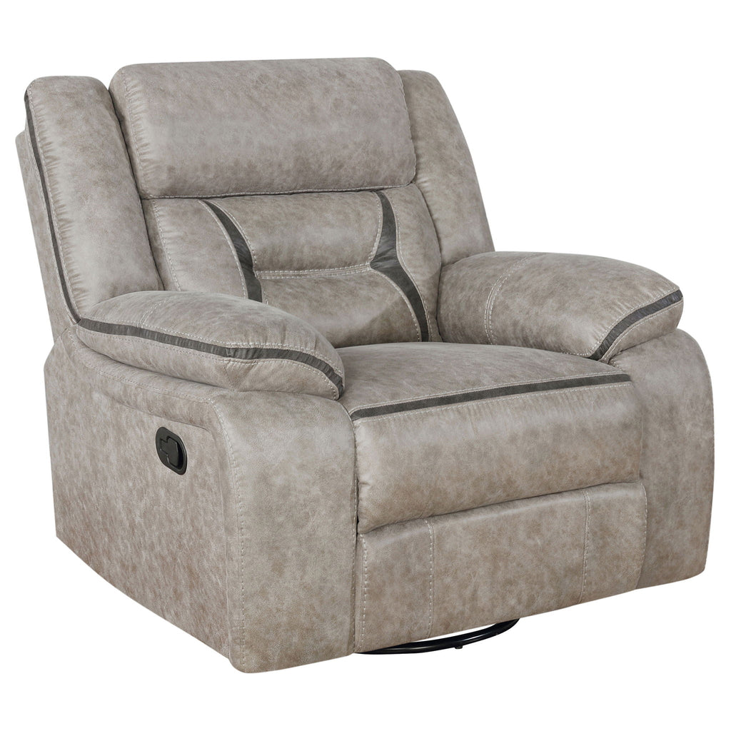 Greer Upholstered Swivel Glider Recliner Chair Taupe by Unique Piece Furniture
