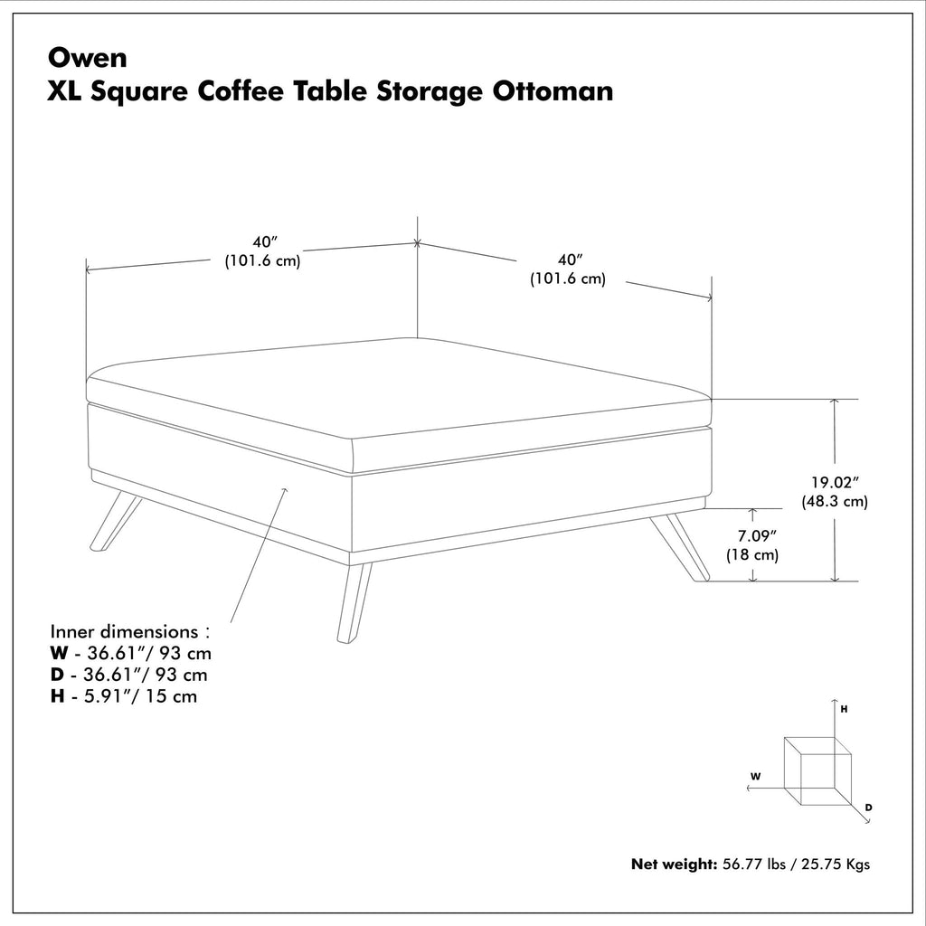 Owen - Multifunctional Square Coffee Table Storage Ottoman by Unique Piece Furniture