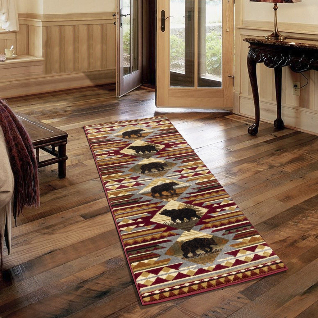 Nature's Nest - 5'3" X 7'3" Lodge Area Rug Polypropylene - Multi, Red by Unique Piece Furniture