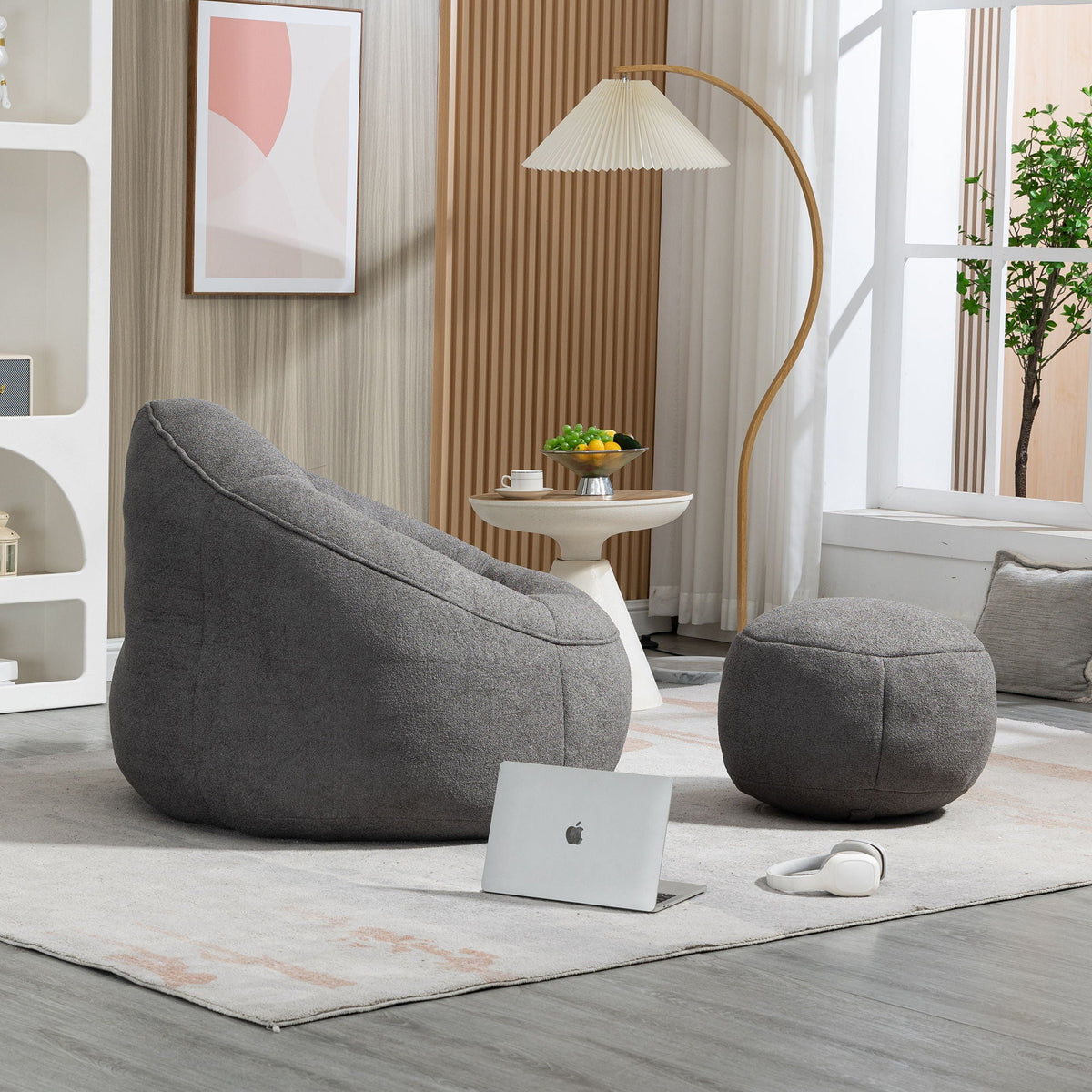 Bedding Bean Bag Sofa Chair High Pressure Foam With Footrest by Unique Piece Furniture