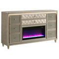 Lorient 8-drawer LED Bedroom Flame Box Dresser Ivory Camel by Unique Piece Furniture