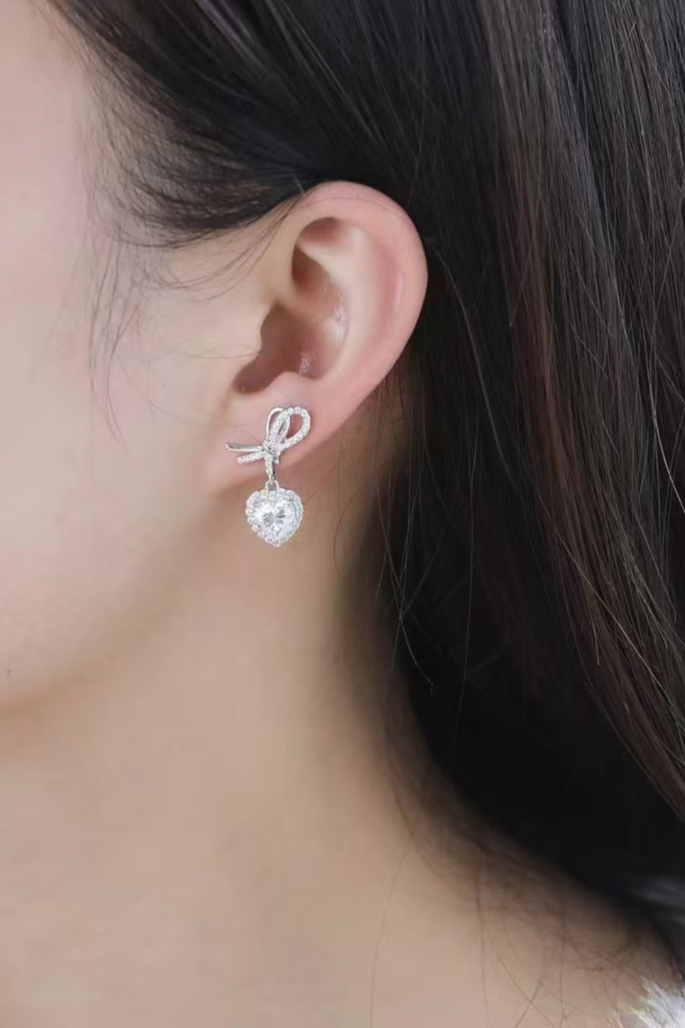 2 Carat Moissanite 925 Sterling Silver Heart Earrings by Wild and Free Boutique