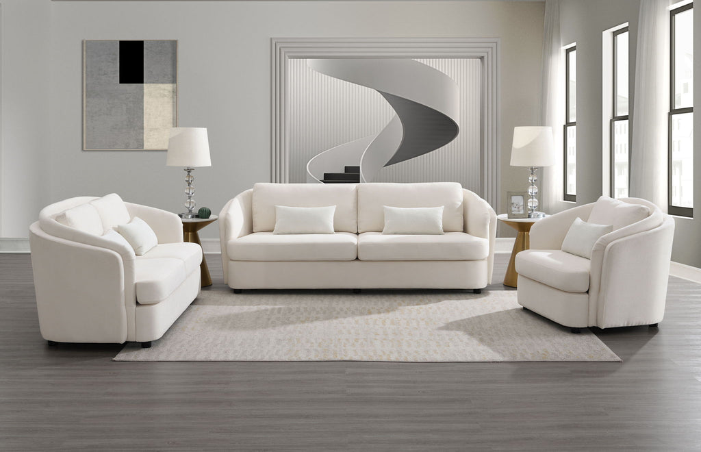 Mariko - 3 Piece Living Room Set Sofa Loveseat Chair - Beige by Unique Piece Furniture