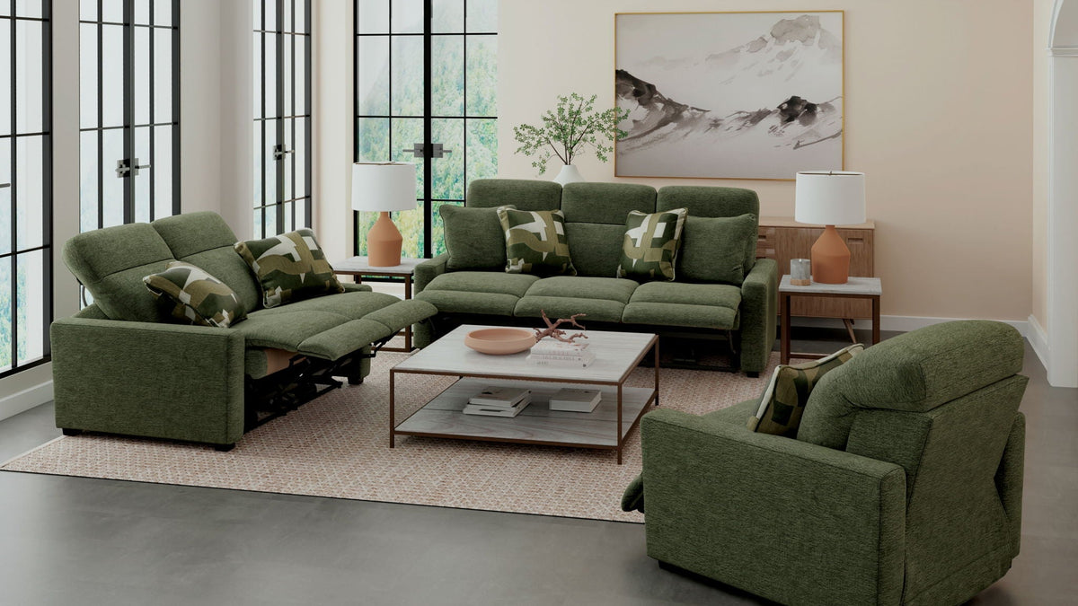 Ada - Power Adjustable Headrest Power Sofa With 3 Recliners - Moss by Unique Piece Furniture