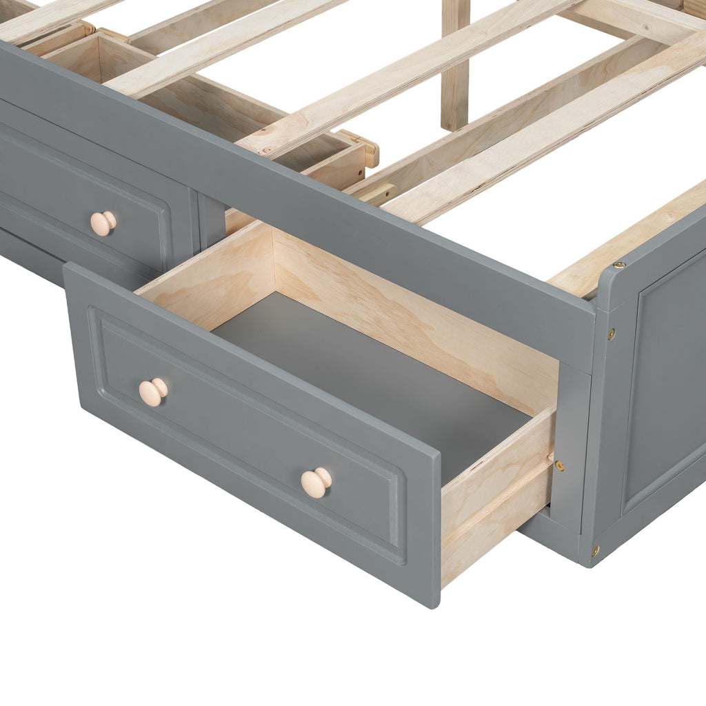 Queen Size Platform Bed Frame With 6 Drawers - Gray by Unique Piece Furniture