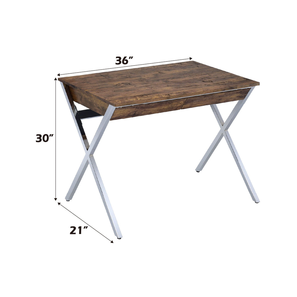 Callers - Weathered Writing Desk - Chrome / Oak by Unique Piece Furniture