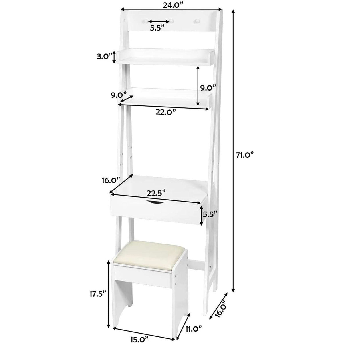 3 In 1 Vanity Table With Flip Top Mirror Makeup Desk by ShipItFurniture