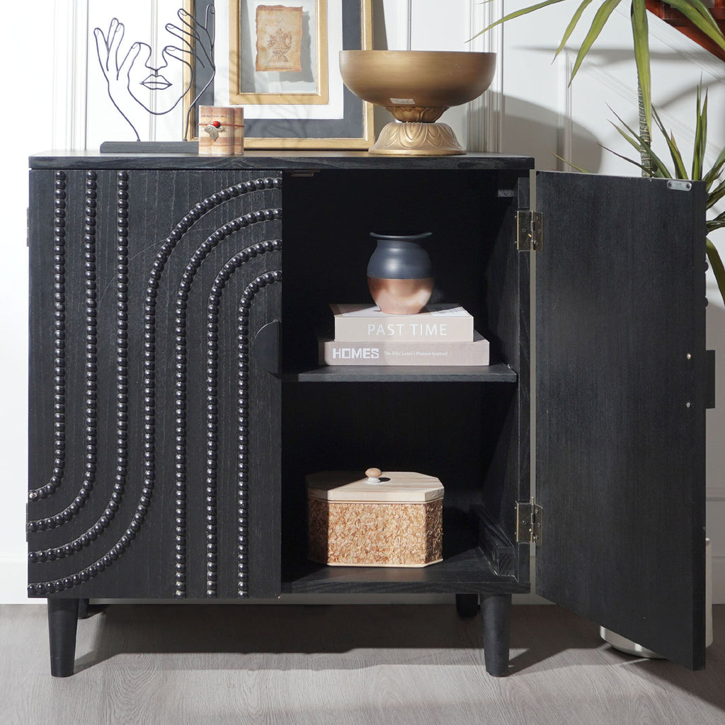 2 Door Storage Cabinet With Adjustable Shelf - Black by Unique Piece Furniture