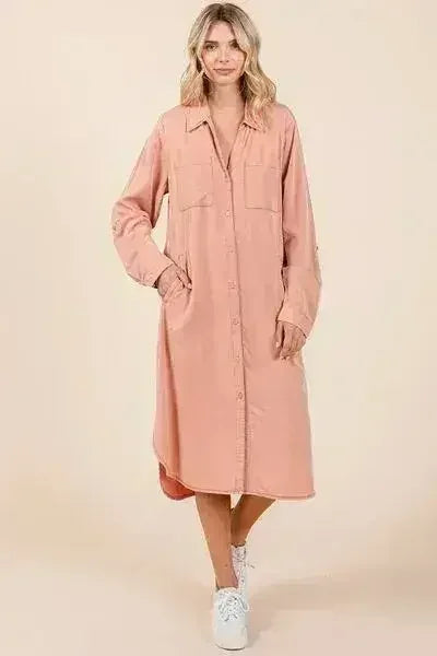 Mittoshop Button Down Long Sleeve Shirt Dress by Femstylo
