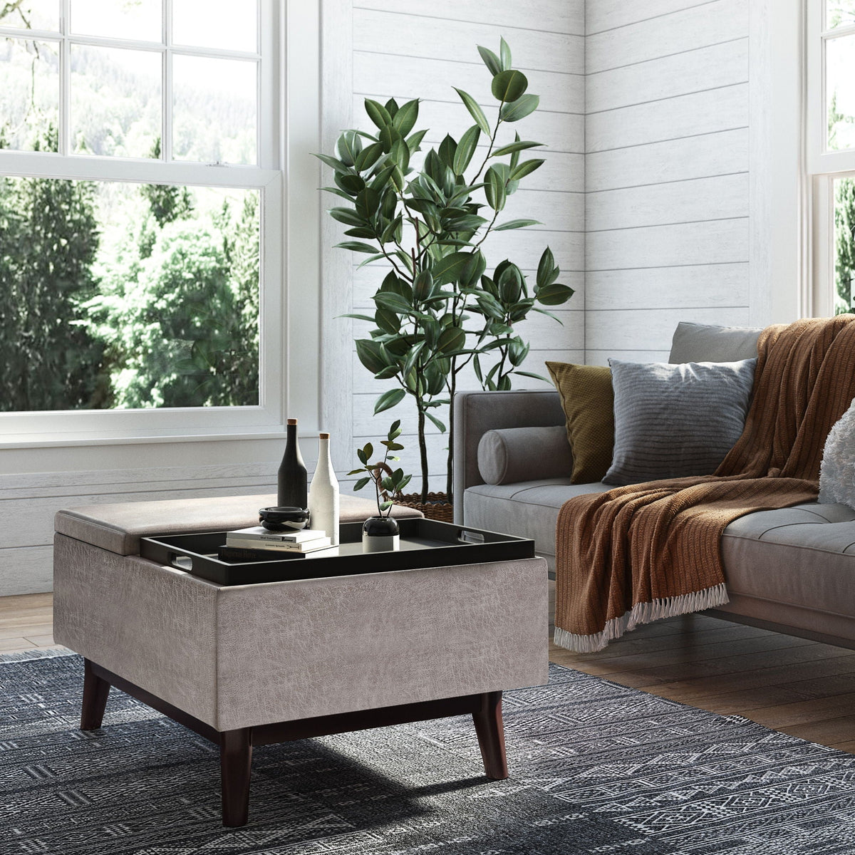 Owen - Tray Top Small Coffee Table Upholstered Storage Ottoman by Unique Piece Furniture