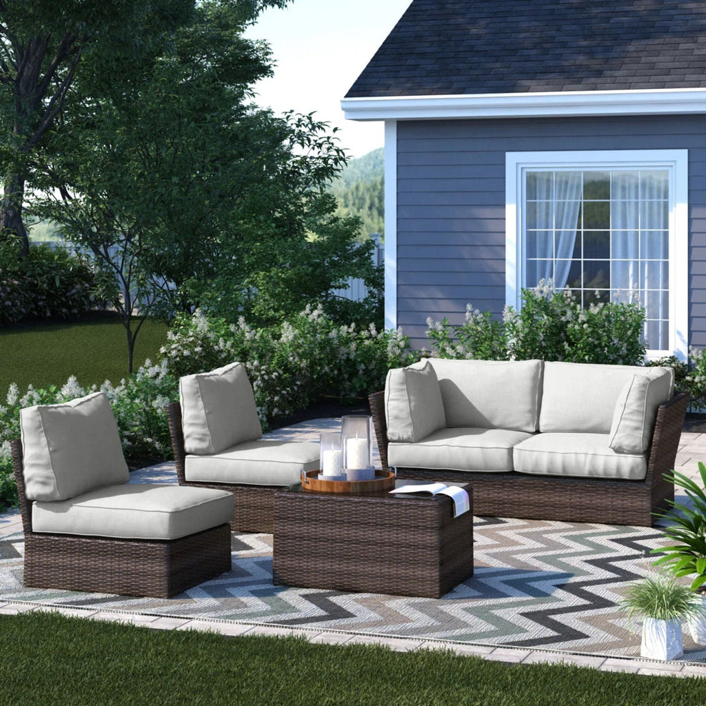 Comfortable Modern Patio Rattan Sectional Set With Cushions by Unique Piece Furniture