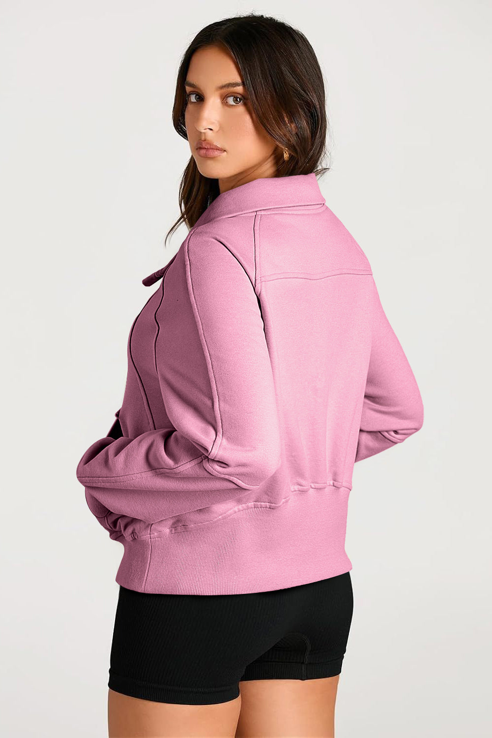 Smoke Green Quarter Zip Stand Neck Kangaroo Pocket Sweatshirt by Wild and Free Boutique