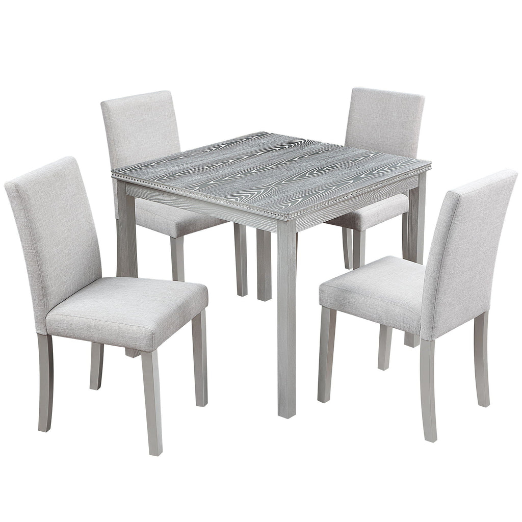 Dining Table Set With Crystal Decoration And Upholstered Chairs by Unique Piece Furniture