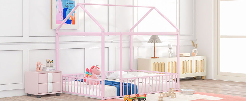 Metal Bed House Bed Frame With Fence by Unique Piece Furniture