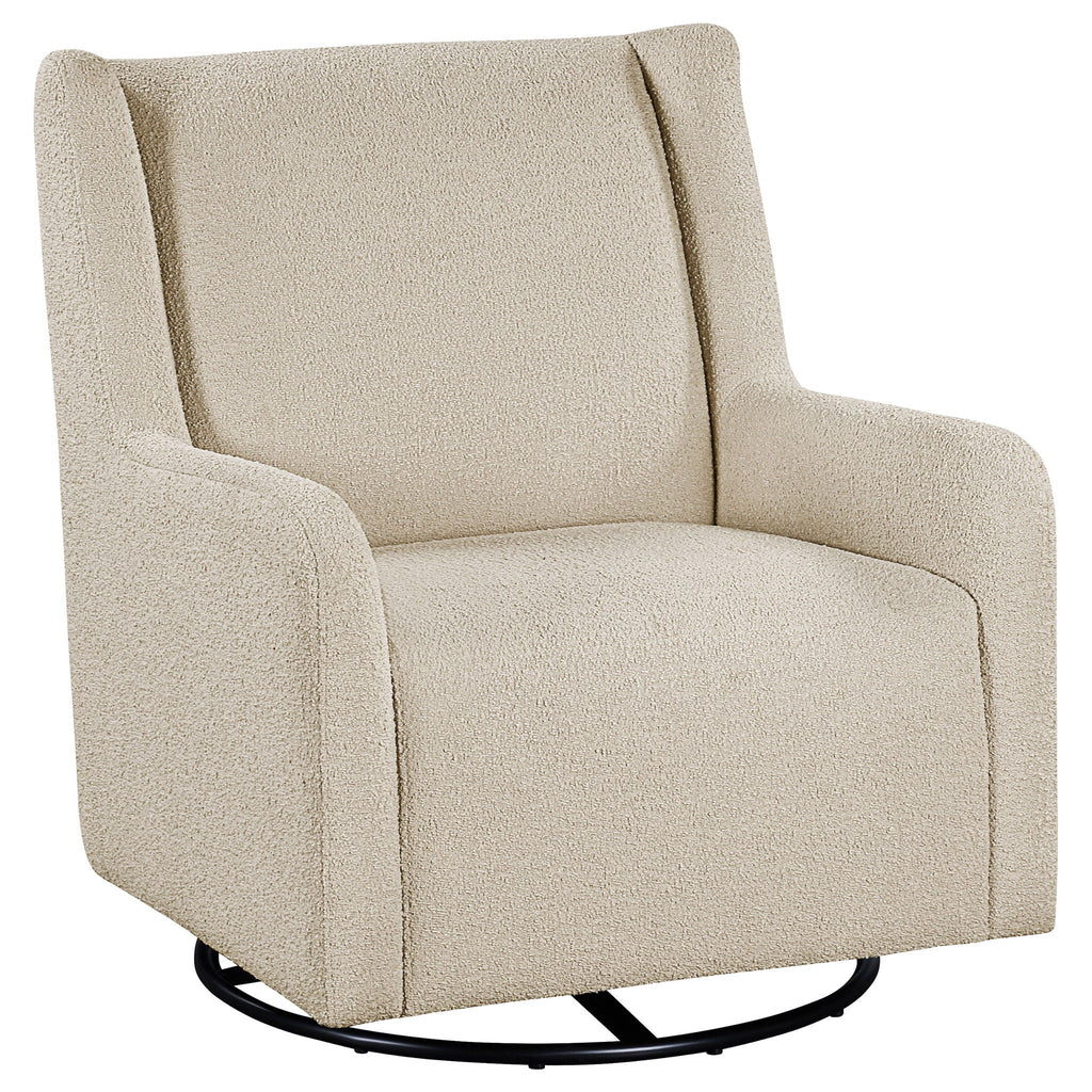Serra Boucle Upholstered Swivel Glider Sandy Beige by Unique Piece Furniture