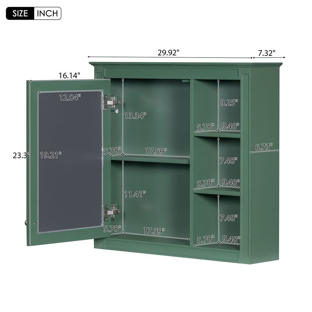 Wall Mounted Medicine Cabinet With Mirror And 3 Open Shelves by Unique Piece Furniture