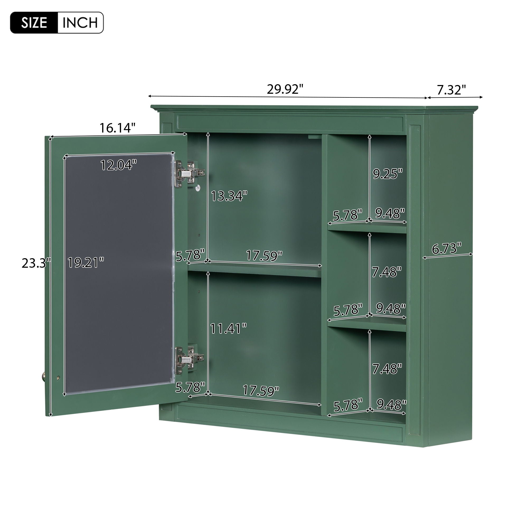 Wall Mounted Medicine Cabinet With Mirror And 3 Open Shelves by Unique Piece Furniture