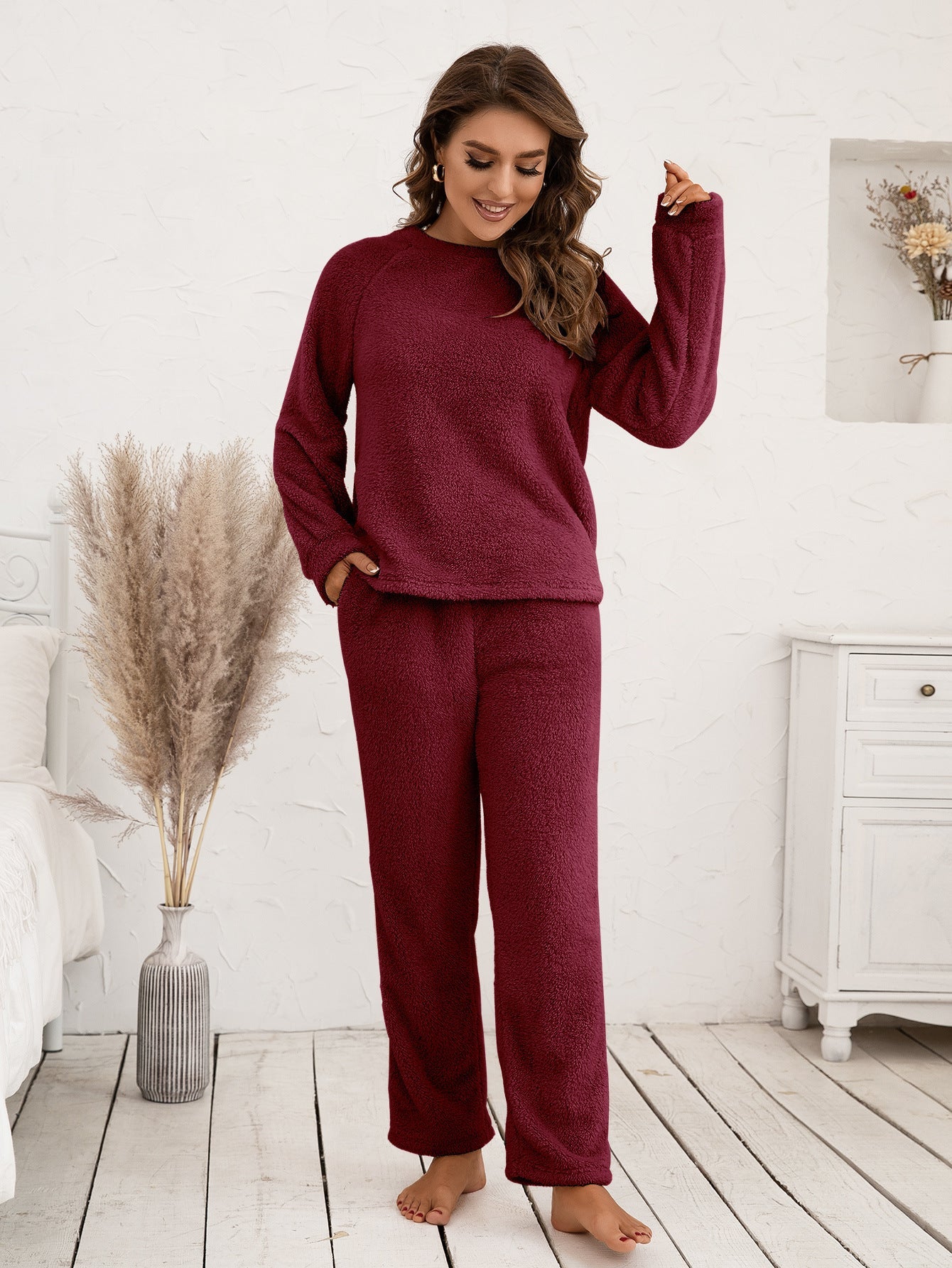 Ivy Lane Teddy Long Sleeve Top and Pants Lounge Set by Wild and Free Boutique