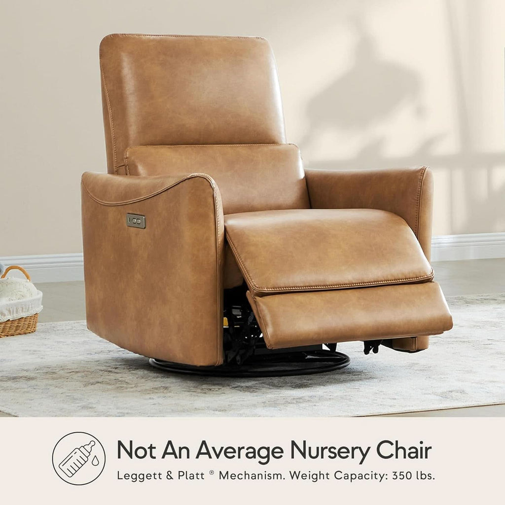 Power Recline Swivel Recliner With Lumbar Support For Living Room by ShipItFurniture