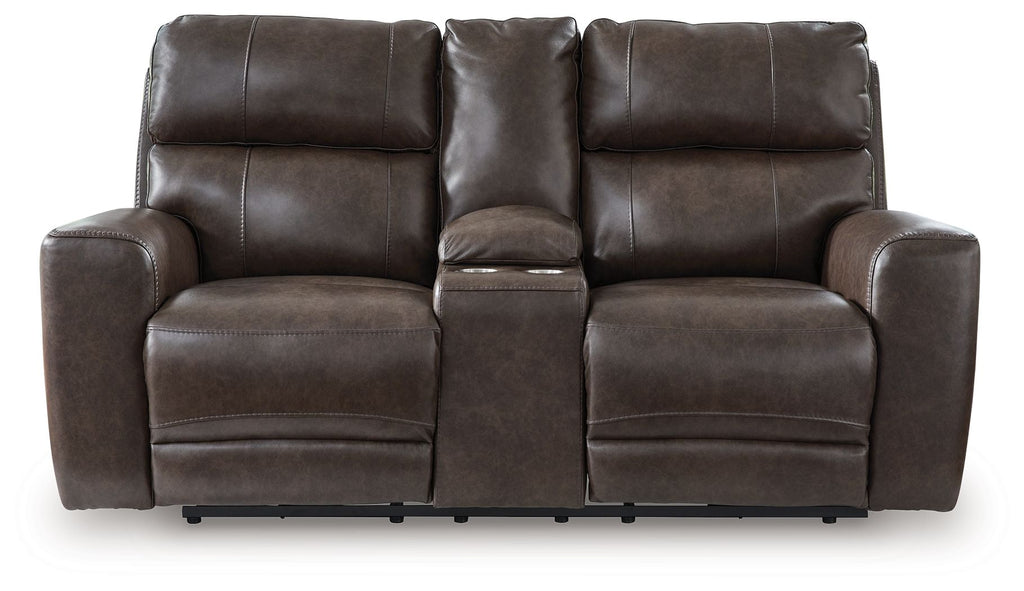 Crossplex - Power Reclining Loveseat / Console / Adjustable Headrest - Smoke by Unique Piece Furniture