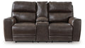 Crossplex - Power Reclining Loveseat / Console / Adjustable Headrest - Smoke by Unique Piece Furniture