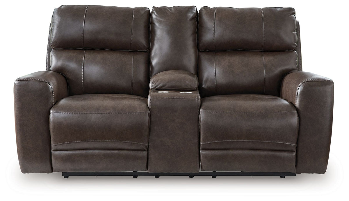 Crossplex - Power Reclining Loveseat / Console / Adjustable Headrest - Smoke by Unique Piece Furniture