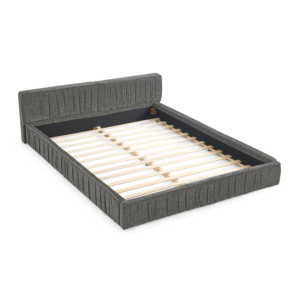Modern Upholstered Platform Bed Frame With Pleated Design by Unique Piece Furniture
