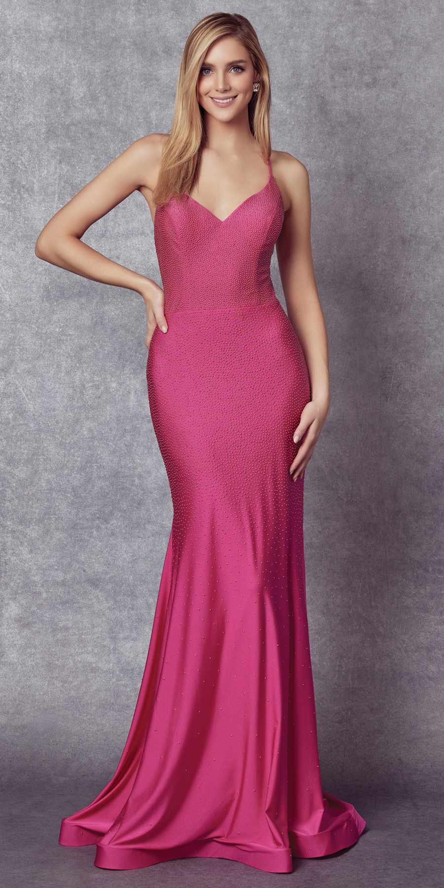 Juliet 276 Stone Accented Long Mermaid Gown by DiscountDressShop