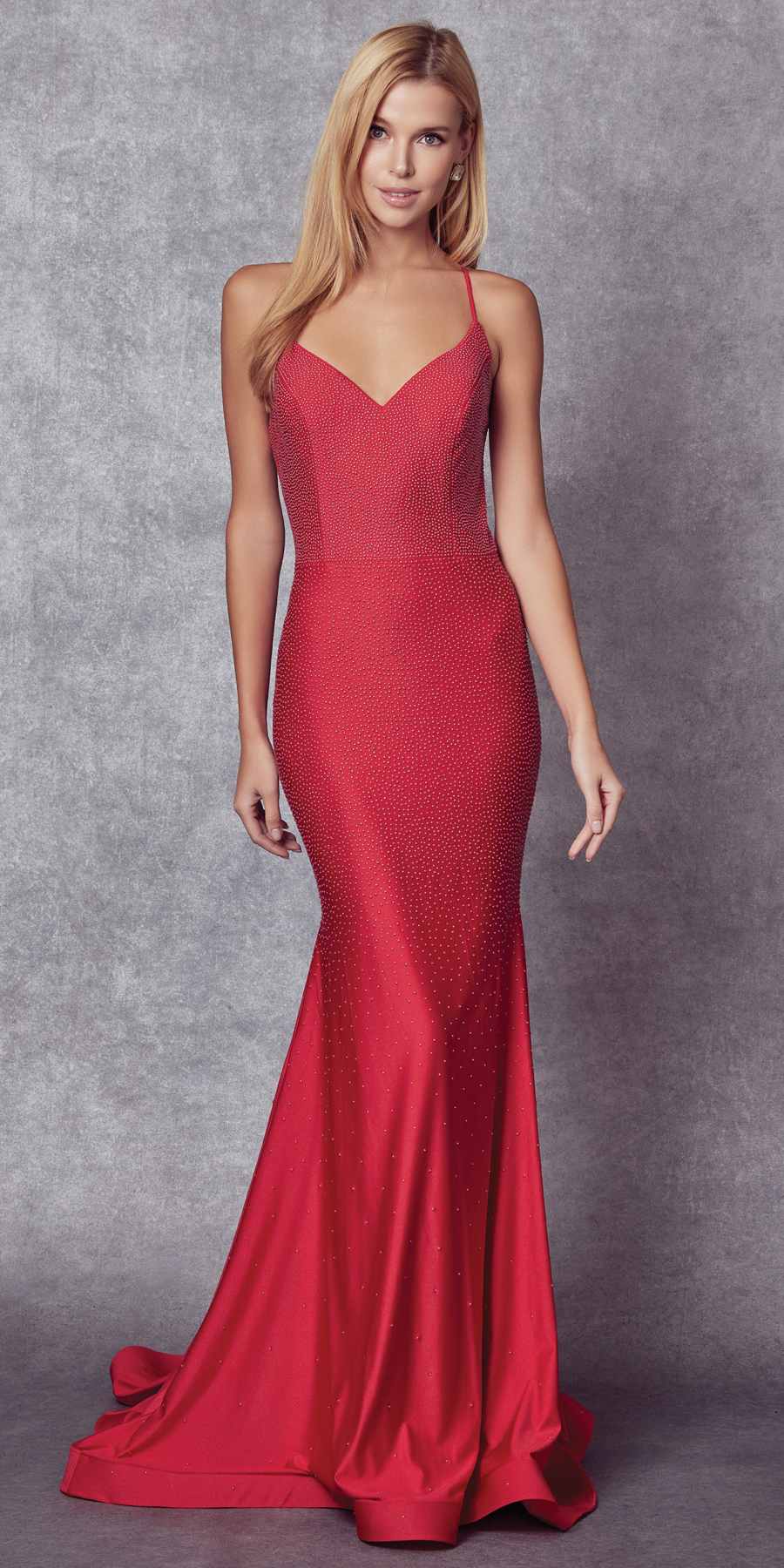 Juliet 276 Stone Accented Long Mermaid Gown by DiscountDressShop