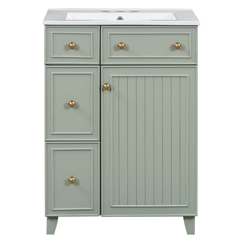 Transitional Style Bathroom Vanity Cabinet With Ceramic Sink by Unique Piece Furniture