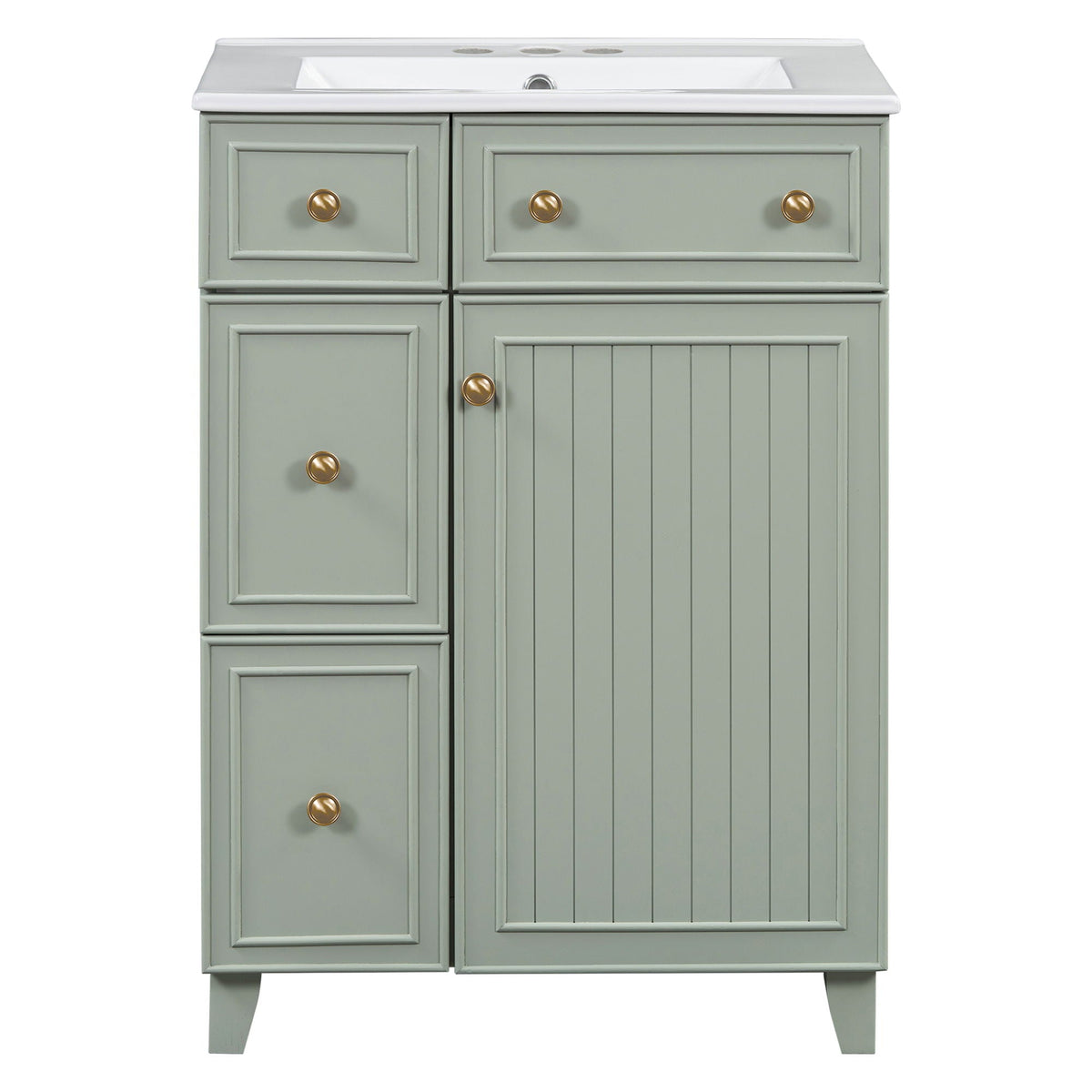 Transitional Style Bathroom Vanity Cabinet With Ceramic Sink by Unique Piece Furniture