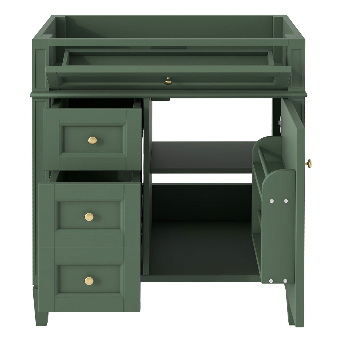 Bathroom Vanity With 2 Drawers And Tip-Out Drawer, Storage Cabinet by Unique Piece Furniture