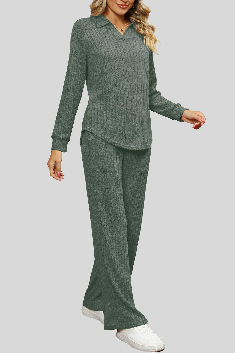 Ribbed Long Sleeve Top and Pocketed Pants Set by Wild and Free Boutique
