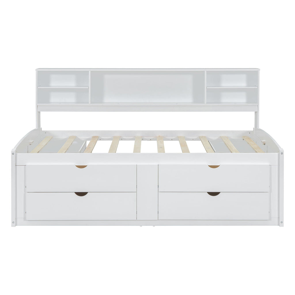 Daybed With 2 Bedside Cabinets, Upper Shelves And 4 Drawers by Unique Piece Furniture