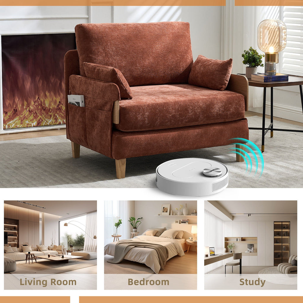 Mid Century Modern Foldable Sofa Bed, 3 In 1 Convertible Sleeper With 3 Pillows by Unique Piece Furniture