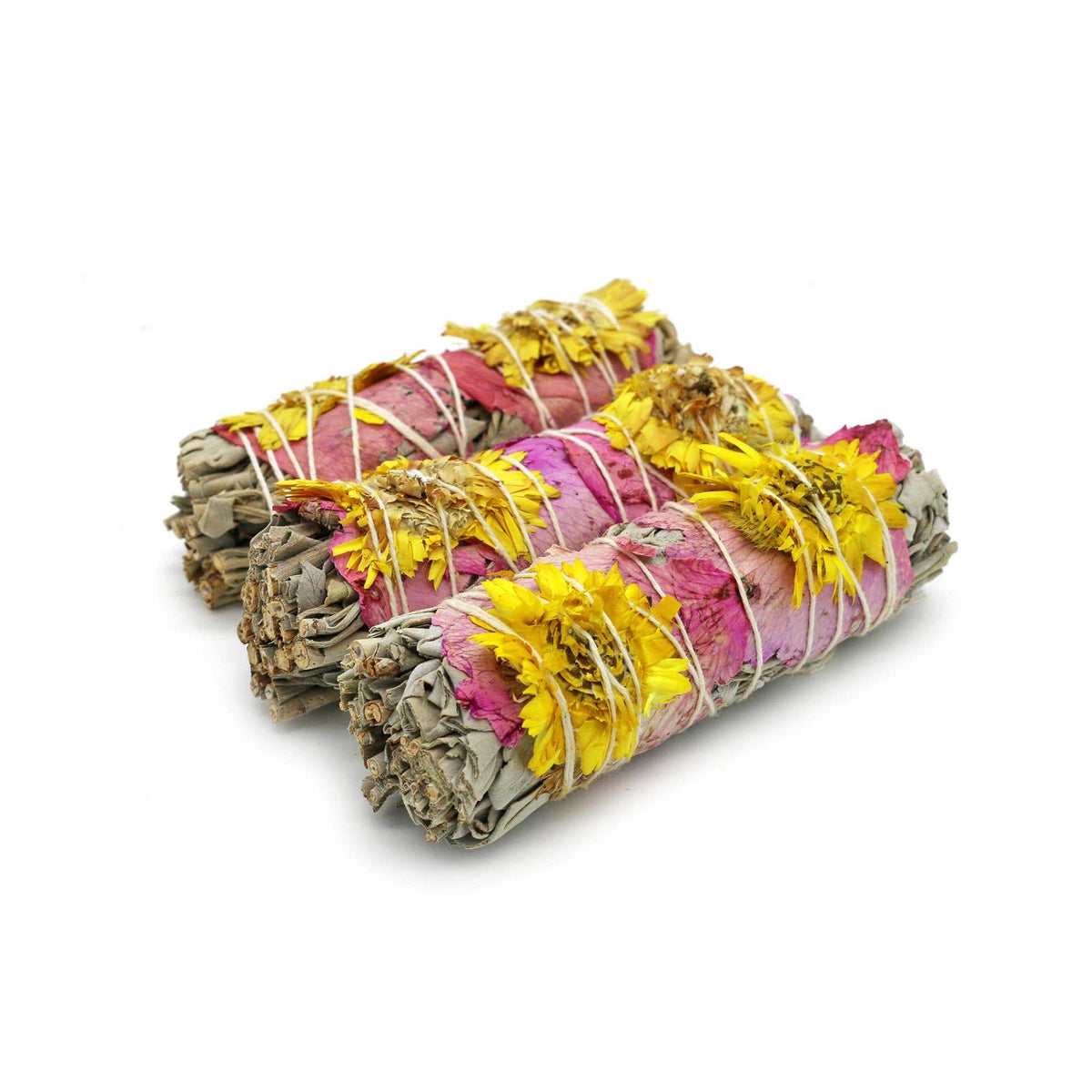 'Amor' Floral White Sage Smudge Stick (4 in) by Sacred Crystals