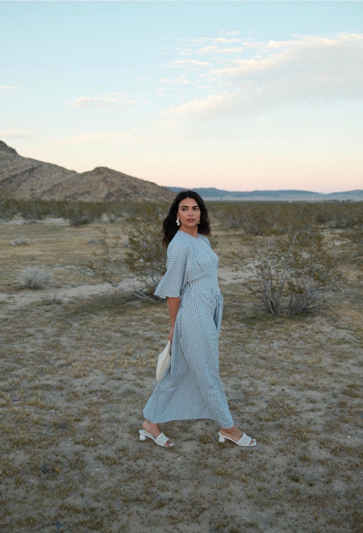 STRIPED BAT-SLEEVE DRESS by profile-nyc