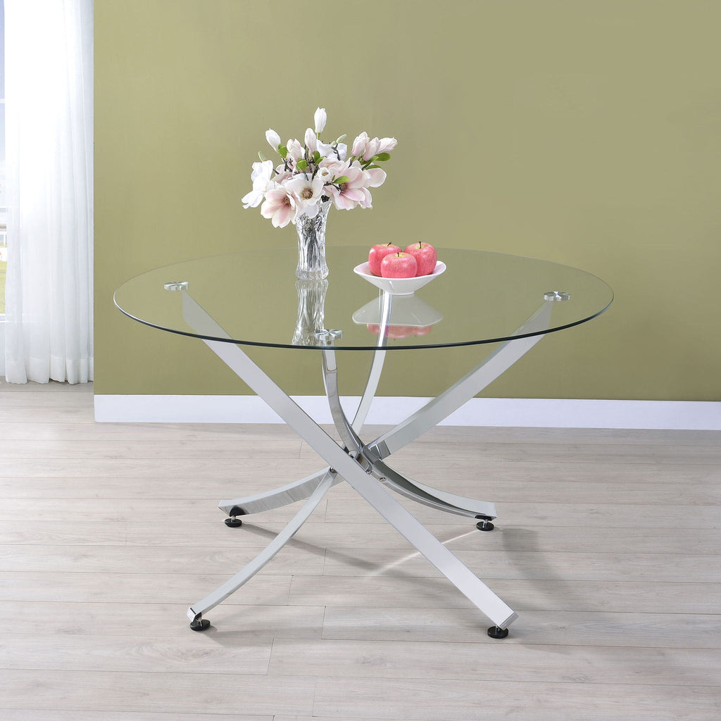 Beckham Round 46-inch Glass Top Dining Table Chrome by Unique Piece Furniture