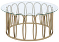 Monett Round Glass Top Coffee Table Chocolate Chrome by Unique Piece Furniture