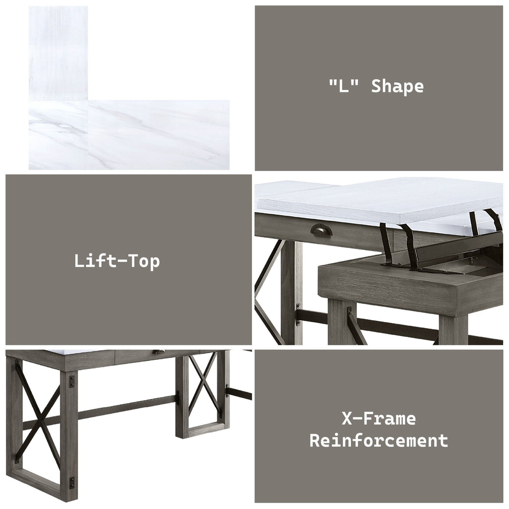Talmar - Marble Top Weathered Writing Desk With Lift Top by Unique Piece Furniture