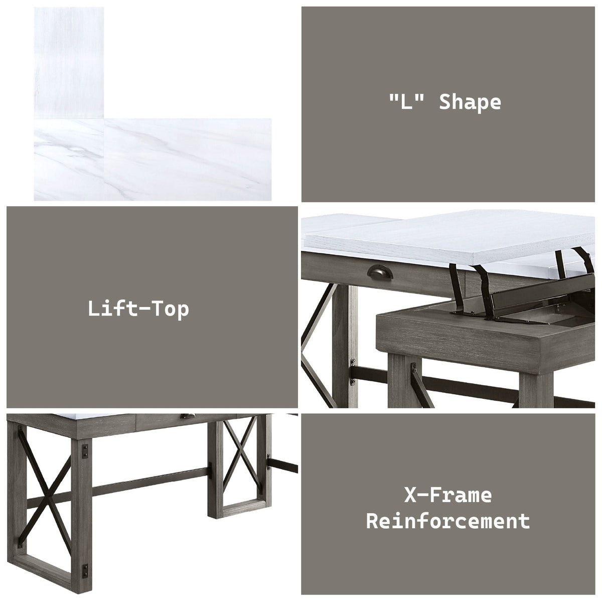 Talmar - Marble Top Weathered Writing Desk With Lift Top by Unique Piece Furniture