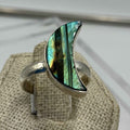 Sterling Silver Labradorite Crescent Moon Ring – Size 7 – Protection, Intuition & Transformation by Sacred Crystals