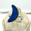 Sterling Silver Labradorite Crescent Moon Ring – Size 7 – Protection, Intuition & Transformation by Sacred Crystals