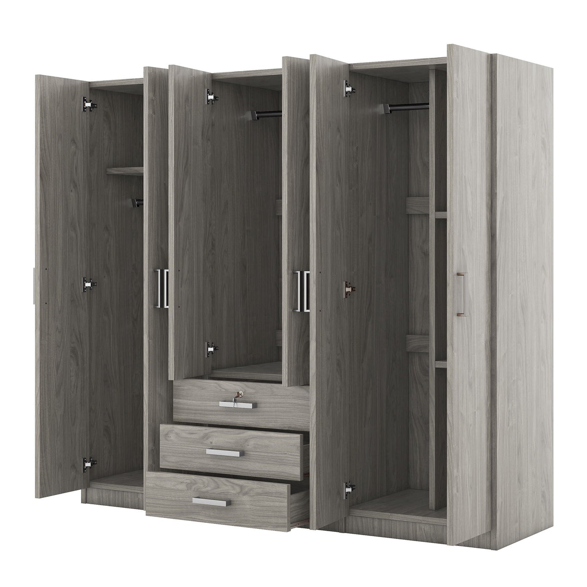 6 Doors Wardrobe Storage For Bedroom, With Big Drawers by Unique Piece Furniture