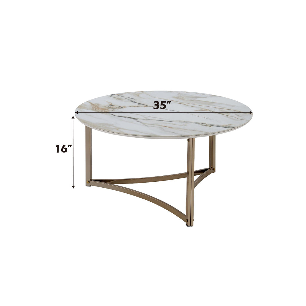 Aziz - Sintered Stone Top Round Coffee Table - White by Unique Piece Furniture