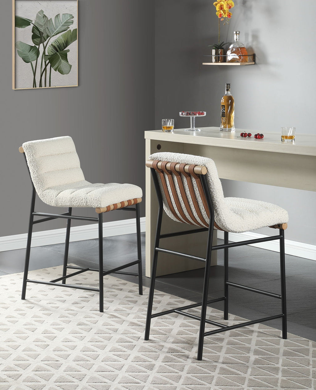 Lahni - 17" Boucle Fabric Counter Height Chair by Unique Piece Furniture