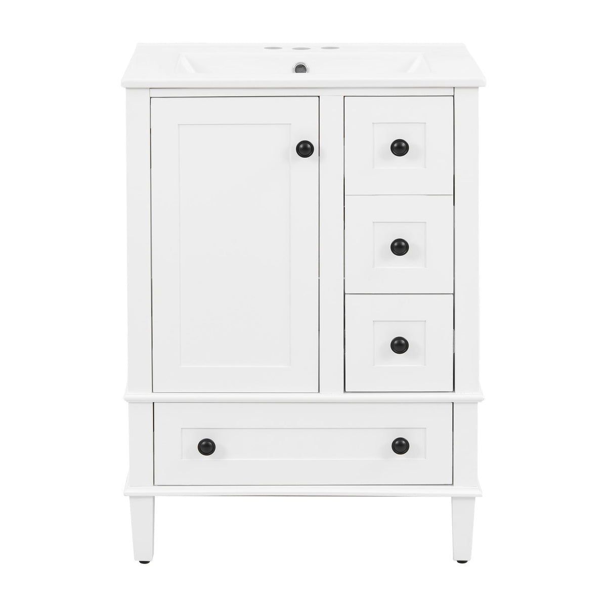 Bathroom Vanity With Integrated Basin, Soft Close Drawers, Door Mounted Double Layer Shelf by Unique Piece Furniture