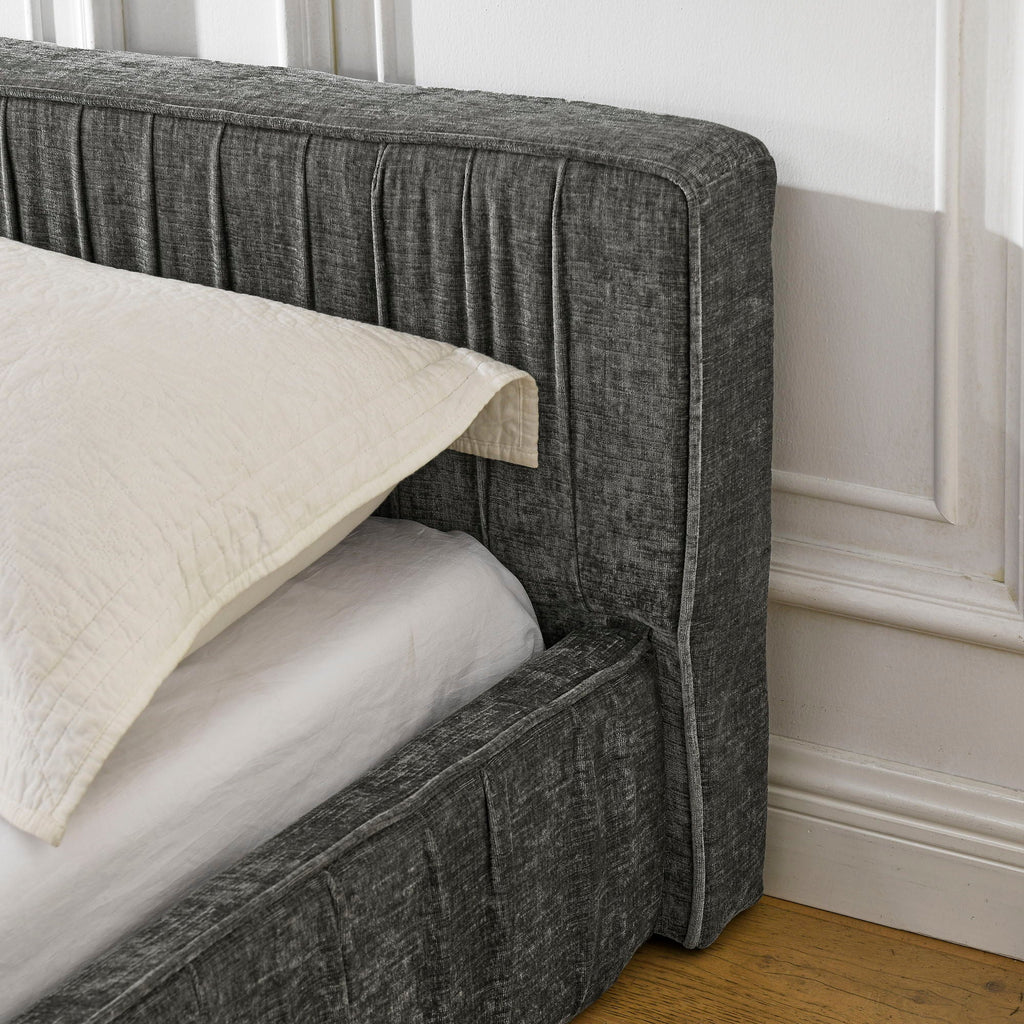 Modern Upholstered Platform Bed Frame With Pleated Design by Unique Piece Furniture